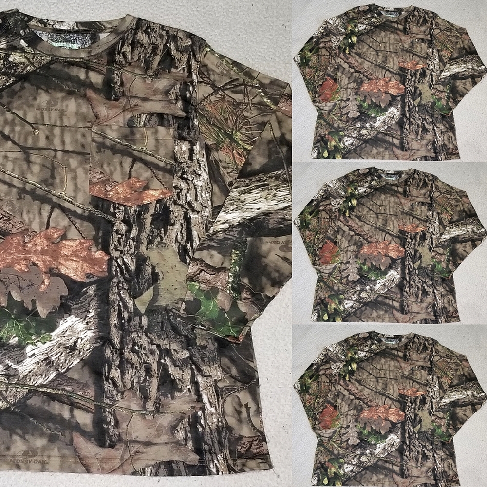 Rustic Ridge 4 Piece Mossy Oak Long Sleeve Cotton/Poly Hunting Pocket Tees